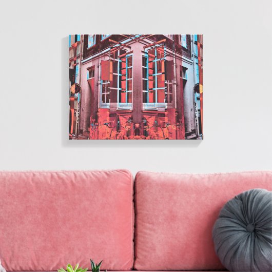 Rode blauwe vensters van Kopenhagen reflecteren di Canvas Afdruk (Insitu (Woonkamer))