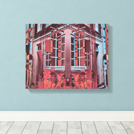 Rode blauwe vensters van Kopenhagen reflecteren di Canvas Afdruk (Insitu (Houten vloer))