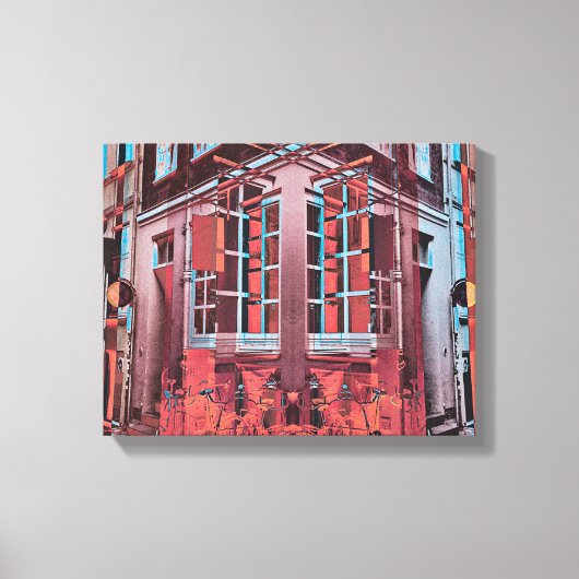 Rode blauwe vensters van Kopenhagen reflecteren di Canvas Afdruk (Voorkant)