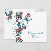 Rode blauwe verloving bruiloft PERSONALIZE Kaart (Voorkant / Achterkant)