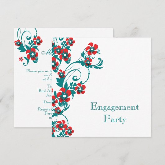 Rode blauwe verloving bruiloft PERSONALIZE Kaart (Voorkant / Achterkant)