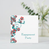 Rode blauwe verloving bruiloft PERSONALIZE Kaart (Staand voorkant)