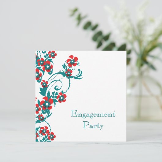 Rode blauwe verloving bruiloft PERSONALIZE Kaart (Staand voorkant)