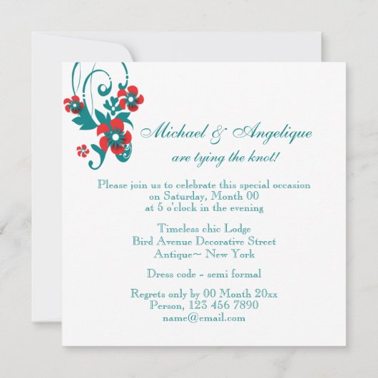 Rode blauwe verloving bruiloft PERSONALIZE Kaart (Achterkant)