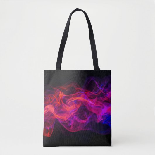 Rode + Blauwe Vlammen op een Ruime Zwarte Tote Bag (Voorkant)