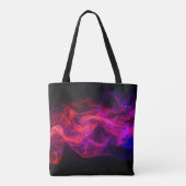 Rode + Blauwe Vlammen op een Ruime Zwarte Tote Bag (Achterkant)