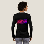 Rode + Blauwe Vlammen op een Zwarte Lange Mouwen W Tri-Blend Shirt (Achterkant)