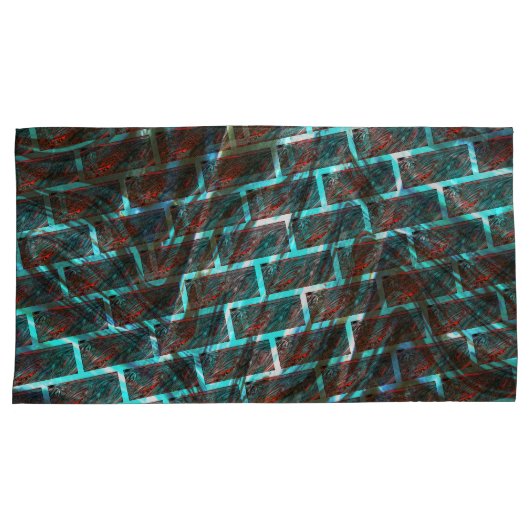 Rode blauwe vlekken, krassen, raster of bakstenen  kussensloop (Voorkant-Rechts)