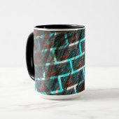 Rode blauwe vlekken, krassen, raster of bakstenen  mok (Voorkant links)