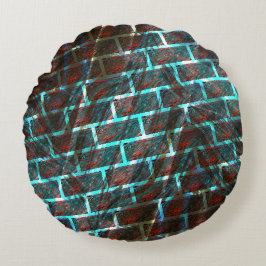 Rode blauwe vlekken, krassen, raster of bakstenen  rond kussen