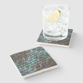 Rode blauwe vlekken, krassen, raster of bakstenen  stenen onderzetter