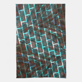 Rode blauwe vlekken, krassen, raster of bakstenen  theedoek