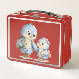 Rode Blauwe Vogel Broers en Zusters Lunchbox