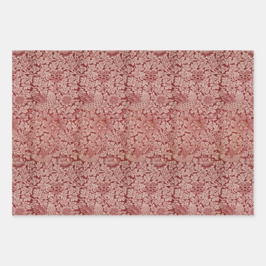  rode blauwe vogel en Anemone Morris Pattern Inpakpapier Vel (Voorkant)