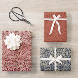  rode blauwe vogel en Anemone Morris Pattern Inpakpapier Vel