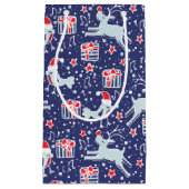 Rode blauwe vogels en herenkerstcadeautas klein cadeauzakje (Voorkant)