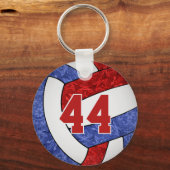 rode blauwe volleybal sleutelhanger met naam schoo (Voorkant)