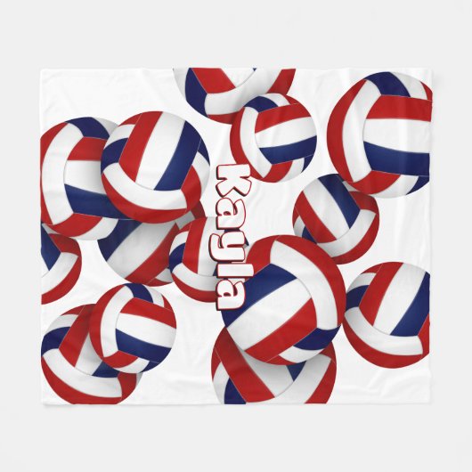 Rode Blauwe Volleyballen Meisjes Sportkamer Decor Fleece Deken (Voorkant (Horizontaal))