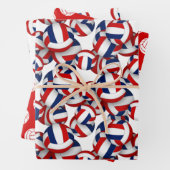 Rode blauwe volleyballen patroon elke gelegenheid inpakpapier vel (In situ)