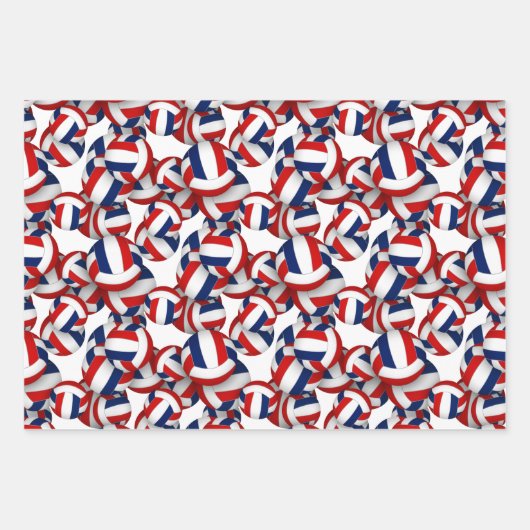 Rode blauwe volleyballen patroon elke gelegenheid inpakpapier vel (Voorkant)