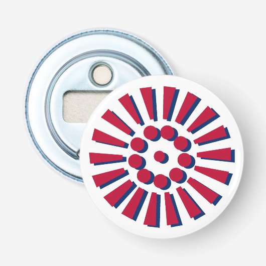 Rode & Blauwe Vuurwerk Flesopener Button Flesopener (Voorkant)