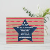 Rode blauwe waterverf sterstrepen 4th juli kraft kaart (Staand voorkant)