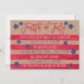 Rode blauwe waterverf strepen kraft 4 juli kaart (Voorkant)