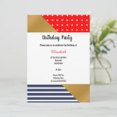 RODE BLAUWE WIT STARS EN STRIPEN BIRTHDAY KAART (Staand voorkant)