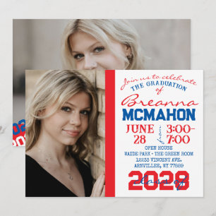 Rode, Blauwe & Witte Afstudeer 2 Foto Uitnodiging