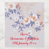 RODE BLAUWE WITTE KERSENBLOESEM WIJNETIKET WIJN ETIKET (Enkel label)