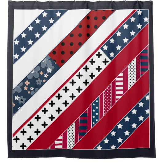 Rode blauwe witte nationale patriottische achtergr douchegordijn (Voorkant)