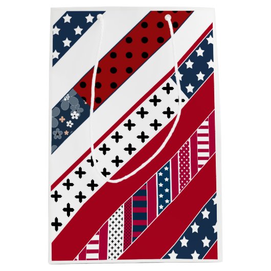 Rode blauwe witte nationale patriottische achtergr medium cadeauzakje (Voorkant)