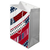 Rode blauwe witte nationale patriottische achtergr medium cadeauzakje (Voorkant Gekanteld)