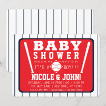 Rode Blauwe & Witte Pinstrepen Honkbal Baby Shower