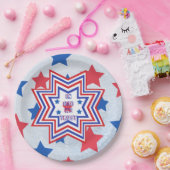 Rode, Blauwe, Witte Ster Amerikaanse Slogan Papieren Bordje (Feest)
