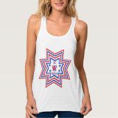 Rode, Blauwe, Witte Ster Amerikaanse Slogan Tanktop (Voorkant)