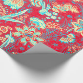 RODE BLAUWE WITTE WILDE BLOEMEN TULPEN,BLADEREN FL CADEAUPAPIER (Hoek)