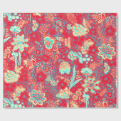 RODE BLAUWE WITTE WILDE BLOEMEN TULPEN,BLADEREN FL CADEAUPAPIER (Vlak)