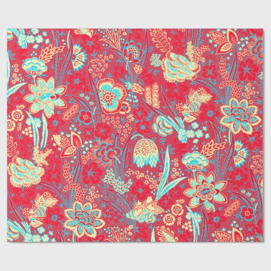 RODE BLAUWE WITTE WILDE BLOEMEN TULPEN,BLADEREN FL CADEAUPAPIER (Vlak)