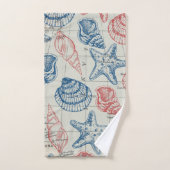 Rode Blauwe Zeevaart Schelp Bad Handdoek (Handdoek)