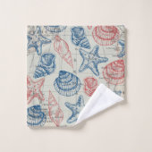 Rode Blauwe Zeevaart Schelp Bad Handdoek (Wasdoekje)