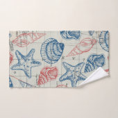 Rode Blauwe Zeevaart Schelp Bad Handdoek (Handdoek)