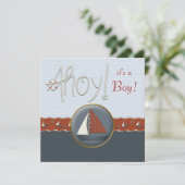 Rode Blauwe Zeilboot Baby Shower Kaart (Staand voorkant)
