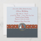 Rode Blauwe Zeilboot Baby Shower Kaart (Achterkant)