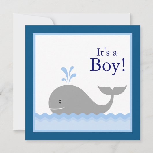Rode Blauwe Zeilboot Walvis Baby Boy Shower Kaart (Voorkant)