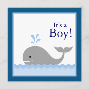 Rode Blauwe Zeilboot Walvis Baby Boy Shower Kaart