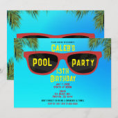 Rode Blauwe Zomer Shades Zonnebril Strand Zwembad  Kaart (Voorkant / Achterkant)