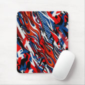 Rode Blauwe Zwarte Abstracte Racing Vlammen Muismat (Met muis)