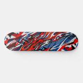 Rode Blauwe Zwarte Abstracte Racing Vlammen Persoonlijk Skateboard (Horizontaal)
