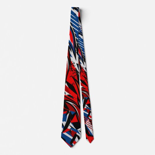 Rode Blauwe Zwarte Abstracte Racing Vlammen Stropdas (Voorkant)